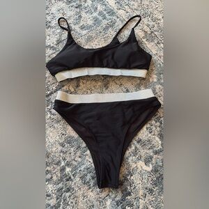 SHEIN Black and Silver Bikini Set